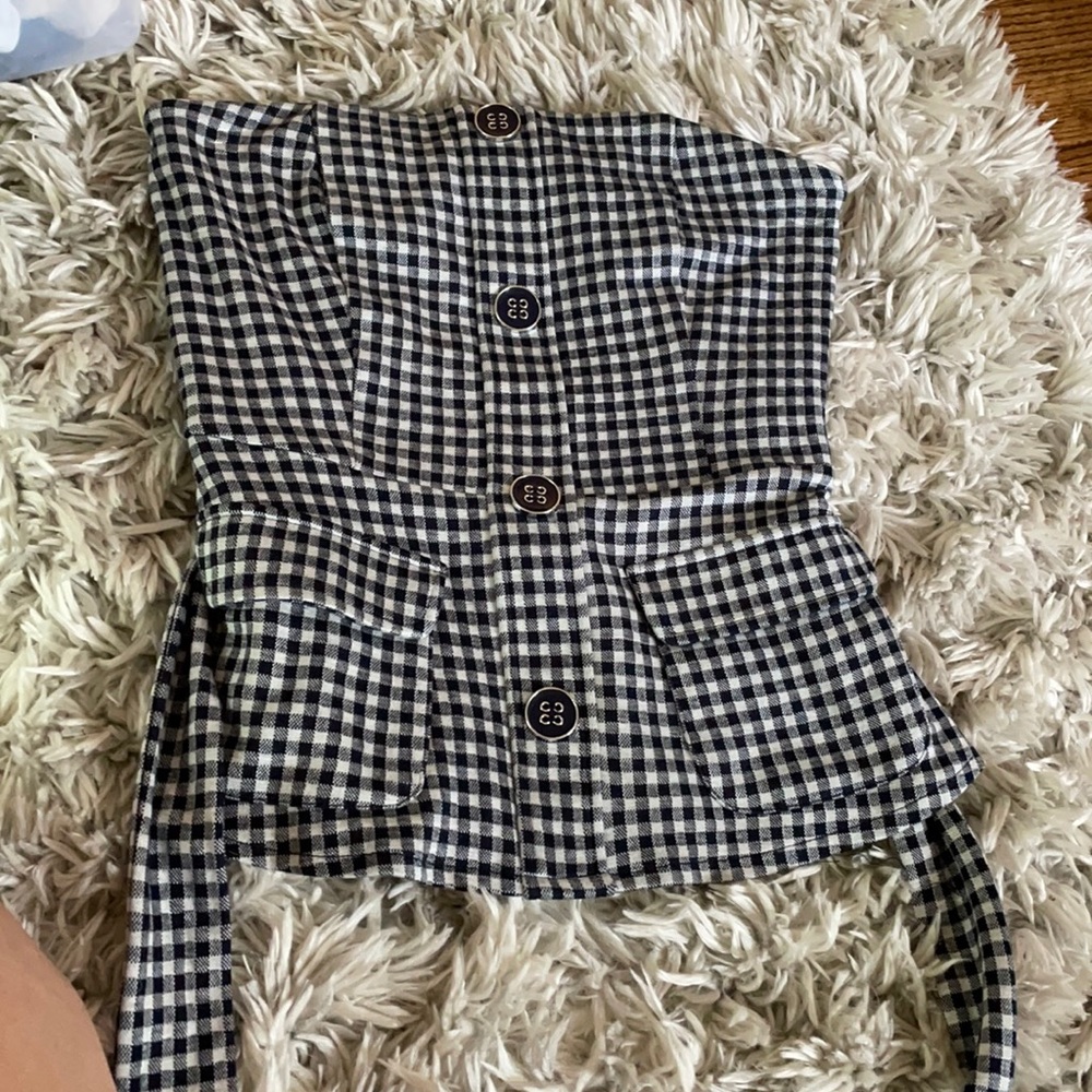 Blue plaid tube top